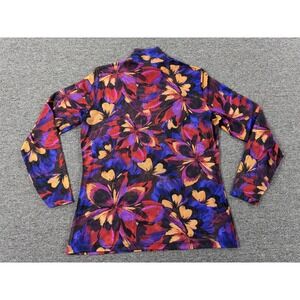 Johnny Was Shirt Womens Extra Large Sheer Jade Mesh Floral Mock Neck Top